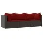3-piece garden furniture set and brown synthetic rattan cushions by vidaXL, Outdoor sofas - Ref: Foro24-319814, Price: 246,22...