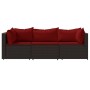 3-piece garden furniture set and brown synthetic rattan cushions by vidaXL, Outdoor sofas - Ref: Foro24-319814, Price: 249,91...