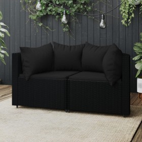 Garden corner sofas with cushions 2 pcs black synthetic rattan by vidaXL, Outdoor sofas - Ref: Foro24-319790, Price: 167,06 €...