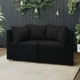 Garden corner sofas with cushions 2 pcs black synthetic rattan by vidaXL, Outdoor sofas - Ref: Foro24-319790, Price: 164,87 €...