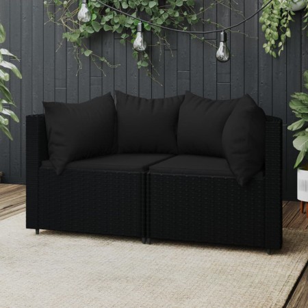 Garten-Ecksofas mit Kissen, 2 Stück, schwarzes synthetisches Rattan von vidaXL, Outdoor-Sofas - Ref: Foro24-319790, Preis: 16...
