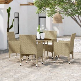 Juego de comedor para jardín de 5 piezas ratán sintético beige en Conjuntos de jardín | Comprar online en Foro24