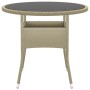 Juego de comedor para jardín de 5 piezas ratán sintético beige