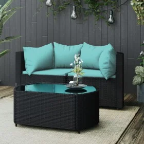 3-piece garden furniture set with black synthetic rattan cushions by vidaXL, Outdoor sofas - Ref: Foro24-319807, Price: 218,8...