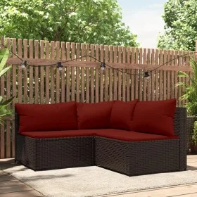 3-piece garden furniture set and brown synthetic rattan cushions by vidaXL, Outdoor sofas - Ref: Foro24-319812, Price: 263,44...