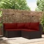 Set muebles de jardín 3 piezas y cojines ratán sintético marrón de vidaXL, Sofás de exterior - Ref: Foro24-319812, Precio: 26...