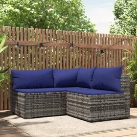 3-piece garden furniture set and gray synthetic rattan cushions by vidaXL, Outdoor sofas - Ref: Foro24-319844, Price: 205,63 ...