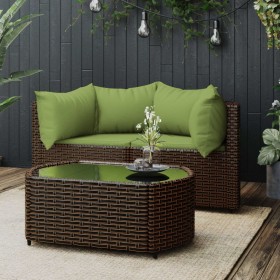 Garden furniture set 3 pieces and brown synthetic rattan cushions by vidaXL, Outdoor sofas - Ref: Foro24-319839, Price: 266,8...