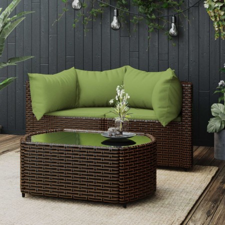 Garden furniture set 3 pieces and brown synthetic rattan cushions by vidaXL, Outdoor sofas - Ref: Foro24-319839, Price: 266,8...