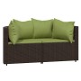 Garden furniture set 3 pieces and brown synthetic rattan cushions by vidaXL, Outdoor sofas - Ref: Foro24-319839, Price: 266,8...