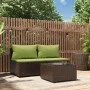 Set muebles de jardín 3 piezas y cojines ratán sintético marrón de vidaXL, Sofás de exterior - Ref: Foro24-319835, Precio: 20...