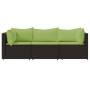 3-teiliges Gartenmöbel-Set und Kissen Kunstrattan braun von vidaXL, Outdoor-Sofas - Ref: Foro24-319830, Preis: 233,71 €, Raba...