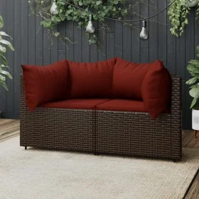 Garden corner sofas with cushions 2 units brown synthetic rattan by vidaXL, Outdoor sofas - Ref: Foro24-319822, Price: 154,61...