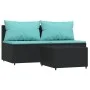Set de muebles de jardín 3 pzas y cojines ratán sintético negro de vidaXL, Sofás de exterior - Ref: Foro24-319803, Precio: 19...