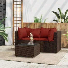 Garden furniture set 3 pieces and brown synthetic rattan cushions by vidaXL, Outdoor sofas - Ref: Foro24-319811, Price: 167,0...