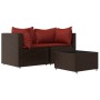 Garden furniture set 3 pieces and brown synthetic rattan cushions by vidaXL, Outdoor sofas - Ref: Foro24-319811, Price: 169,1...