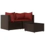 Garden furniture set 3 pieces and brown synthetic rattan cushions by vidaXL, Outdoor sofas - Ref: Foro24-319811, Price: 167,0...