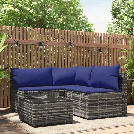 4-piece garden furniture set with gray synthetic rattan cushions by vidaXL, Outdoor sofas - Ref: Foro24-319845, Price: 298,63...