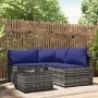 Set de muebles de jardín 4 pzas y cojines ratán sintético gris de vidaXL, Sofás de exterior - Ref: Foro24-319845, Precio: 298...