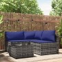 Set de muebles de jardín 4 pzas y cojines ratán sintético gris de vidaXL, Sofás de exterior - Ref: Foro24-319845, Precio: 303...