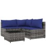 Set de muebles de jardín 4 pzas y cojines ratán sintético gris de vidaXL, Sofás de exterior - Ref: Foro24-319845, Precio: 303...