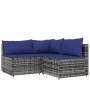 4-piece garden furniture set with gray synthetic rattan cushions by vidaXL, Outdoor sofas - Ref: Foro24-319845, Price: 298,63...