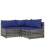 Set de muebles de jardín 4 pzas y cojines ratán sintético gris de vidaXL, Sofás de exterior - Ref: Foro24-319845, Precio: 303...