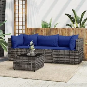 4-piece garden furniture set with gray synthetic rattan cushions by vidaXL, Outdoor sofas - Ref: Foro24-319847, Price: 225,48...