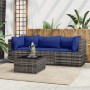 4-teiliges Gartenmöbel-Set und Kissen synthetisches Rattangrau von vidaXL, Outdoor-Sofas - Ref: Foro24-319847, Preis: 235,12 ...