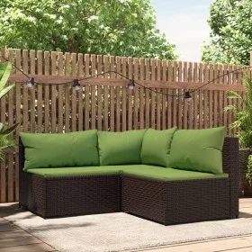 3-piece garden furniture set and brown synthetic rattan cushions by vidaXL, Outdoor sofas - Ref: Foro24-319828, Price: 240,29...