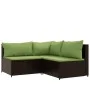 Set muebles de jardín 3 piezas y cojines ratán sintético marrón de vidaXL, Sofás de exterior - Ref: Foro24-319828, Precio: 24...