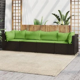 Garden furniture set, 4 pieces, with brown synthetic rattan cushions. by vidaXL, Outdoor sofas - Ref: Foro24-319832, Price: 3...