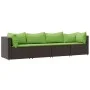 4-teiliges Gartenmöbel-Set und Kissen Kunstrattan braun von vidaXL, Outdoor-Sofas - Ref: Foro24-319832, Preis: 316,69 €, Raba...