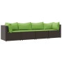 4-teiliges Gartenmöbel-Set und Kissen Kunstrattan braun von vidaXL, Outdoor-Sofas - Ref: Foro24-319832, Preis: 318,44 €, Raba...