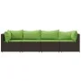 4-teiliges Gartenmöbel-Set und Kissen Kunstrattan braun von vidaXL, Outdoor-Sofas - Ref: Foro24-319832, Preis: 316,69 €, Raba...