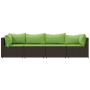 Set muebles de jardín 4 piezas y cojines ratán sintético marrón de vidaXL, Sofás de exterior - Ref: Foro24-319832, Precio: 31...