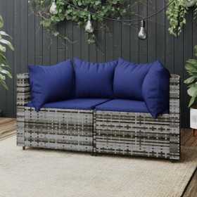 Garten-Ecksofas mit Kissen, 2 Stück, graues synthetisches Rattan von vidaXL, Outdoor-Sofas - Ref: Foro24-319854, Preis: 114,9...