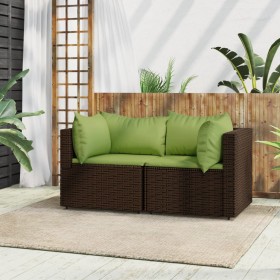 Garten-Ecksofas mit Kissen 2 Stück synthetisches Rattan braun von vidaXL, Outdoor-Sofas - Ref: Foro24-319826, Preis: 192,46 €...
