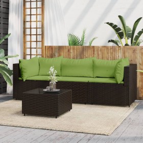 4-piece garden furniture set and brown synthetic rattan cushions by vidaXL, Outdoor sofas - Ref: Foro24-319831, Price: 284,81...