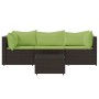 4-teiliges Gartenmöbel-Set und braune synthetische Rattankissen von vidaXL, Outdoor-Sofas - Ref: Foro24-319831, Preis: 284,81...