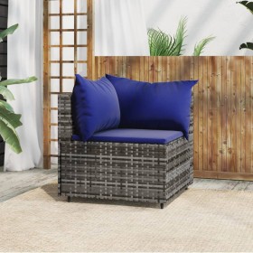 Sofá de esquina de jardín con cojines ratán sintético gris de vidaXL, Sofás de exterior - Ref: Foro24-319841, Precio: 69,44 €...