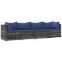 4-teiliges Gartenmöbel-Set und graue synthetische Rattankissen von vidaXL, Outdoor-Sofas - Ref: Foro24-319848, Preis: 276,59 ...