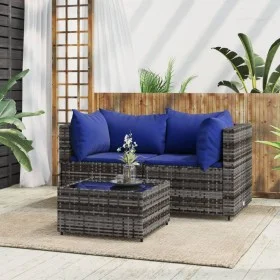 3-teiliges Gartenmöbel-Set und graue synthetische Rattankissen von vidaXL, Outdoor-Sofas - Ref: Foro24-319843, Preis: 191,12 ...