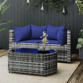 3-piece garden furniture set and gray synthetic rattan cushions by vidaXL, Outdoor sofas - Ref: Foro24-319855, Price: 177,08 ...
