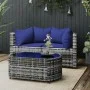 3-teiliges Gartenmöbel-Set und graue synthetische Rattankissen von vidaXL, Outdoor-Sofas - Ref: Foro24-319855, Preis: 177,08 ...