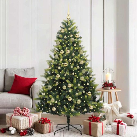 Árbol de Navidad Artificial Plegable 300 LEDs Verde 180 cm