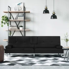 Black synthetic leather sofa bed with cup holders by vidaXL, Sofas - Ref: Foro24-351926, Price: 309,32 €, Discount: %
