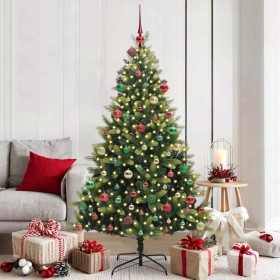 Árbol de Navidad Artifical Plegable 300 LEDs Verde 180 cm