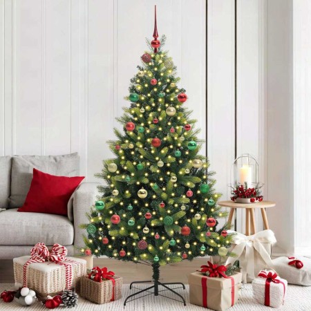 Árbol de Navidad Artifical Plegable 300 LEDs Verde 180 cm