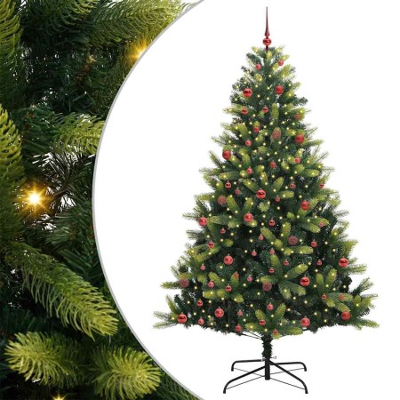Árbol de Navidad Artificial Articulado 300 LEDs Verde 210 cm